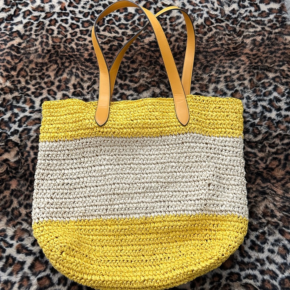 Banana republic Yellow and Cream Woven Tote Bag